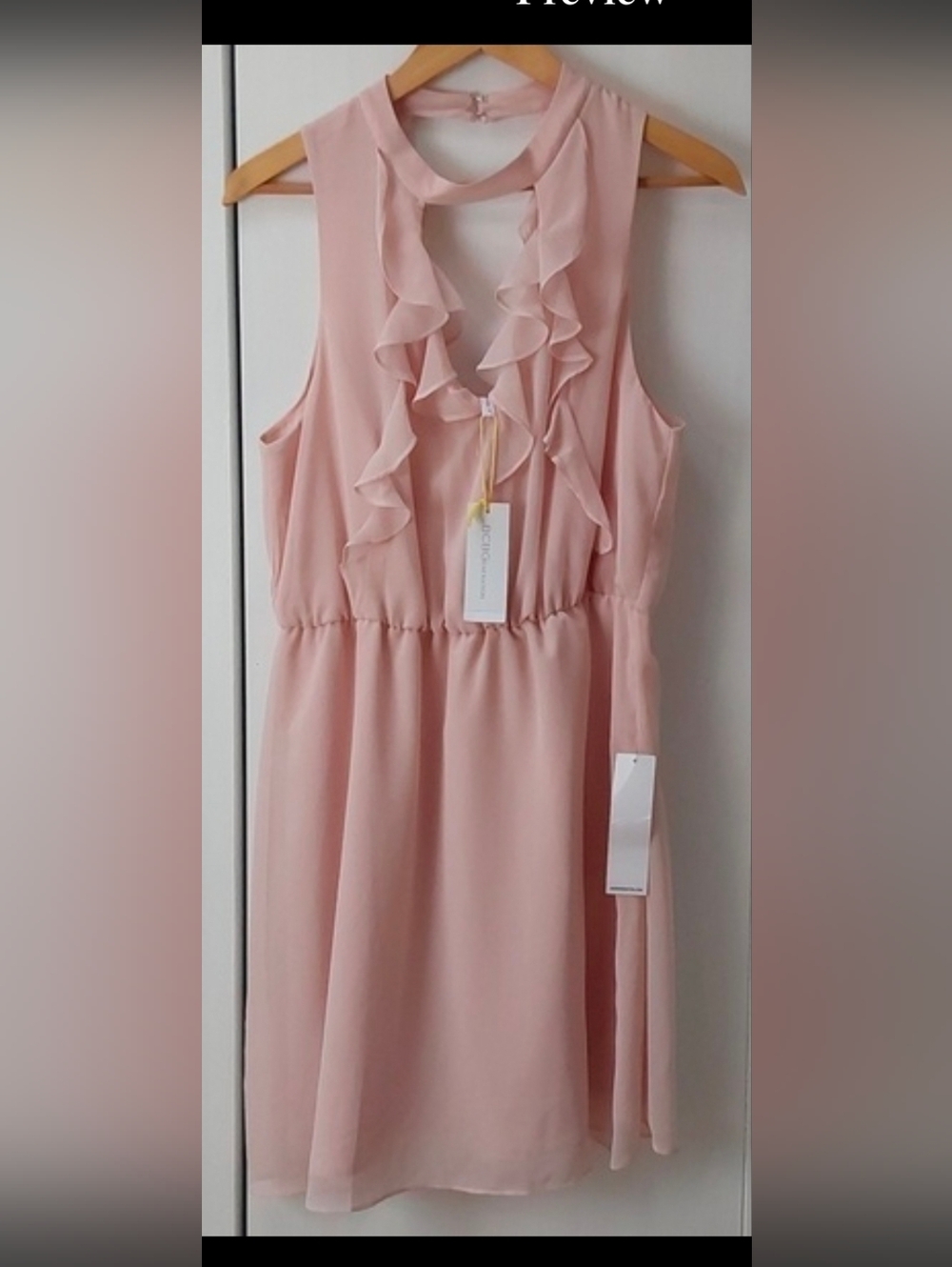 BCBG |Womens Blush Rose Pink Delicate Feminine Sleeveless Dainty Dress Sz.M